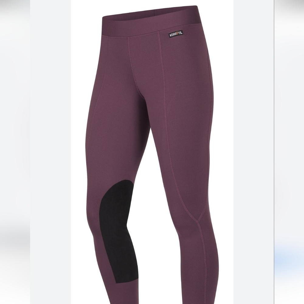 Kerrits Flow Rise Knee Patch Performance Leggings Burgundy Mahogany Size M